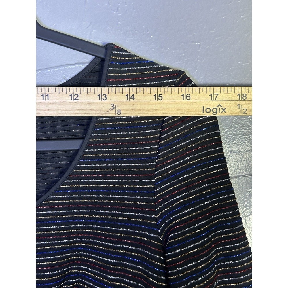Modcloth A Line Skater Dress Women Small Striped Glitter Sparkle Rainbow Stretch - Picture 6 of 10